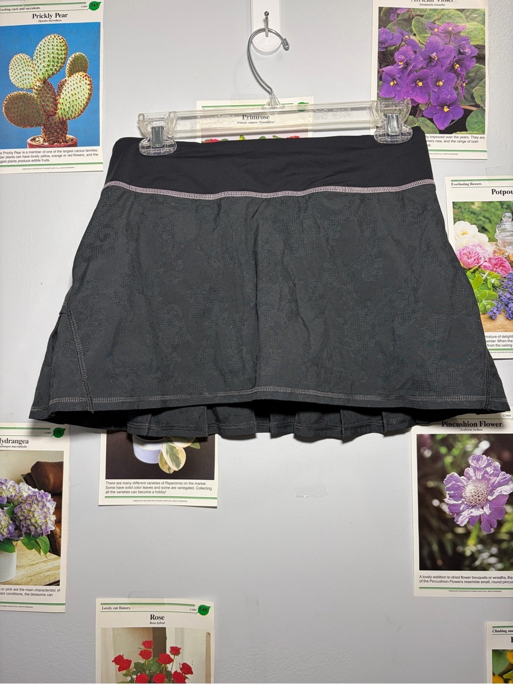 lululemon athletica Black Athletic Skort with Subtle Floral Texture